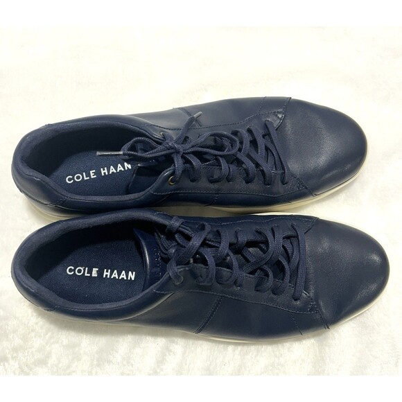 Cole Haan Mens Reagan Grand Os Sneakers Shoe Navy Blue Leather C32502 Size 12 M - Picture 4 of 11